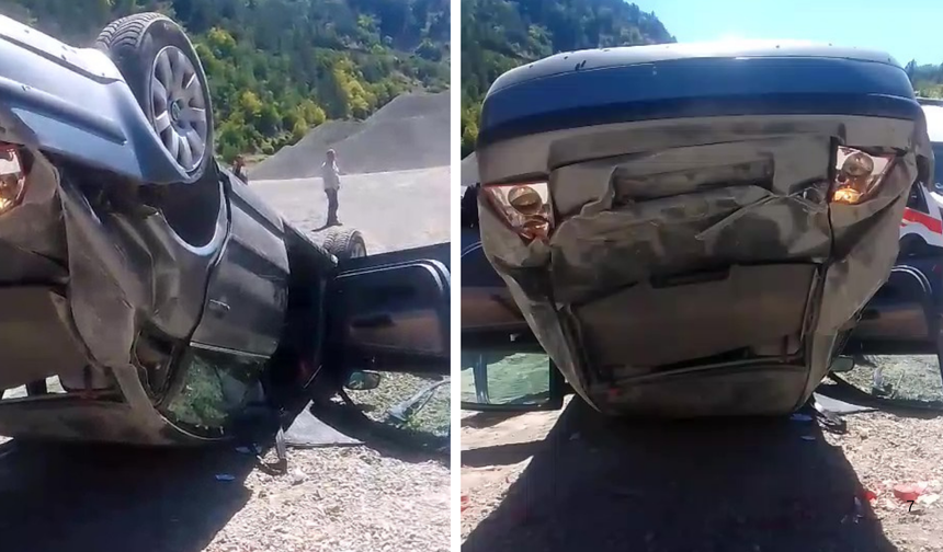 Kastamonu yolunda savrulan araç ters döndü: 1 yaralı