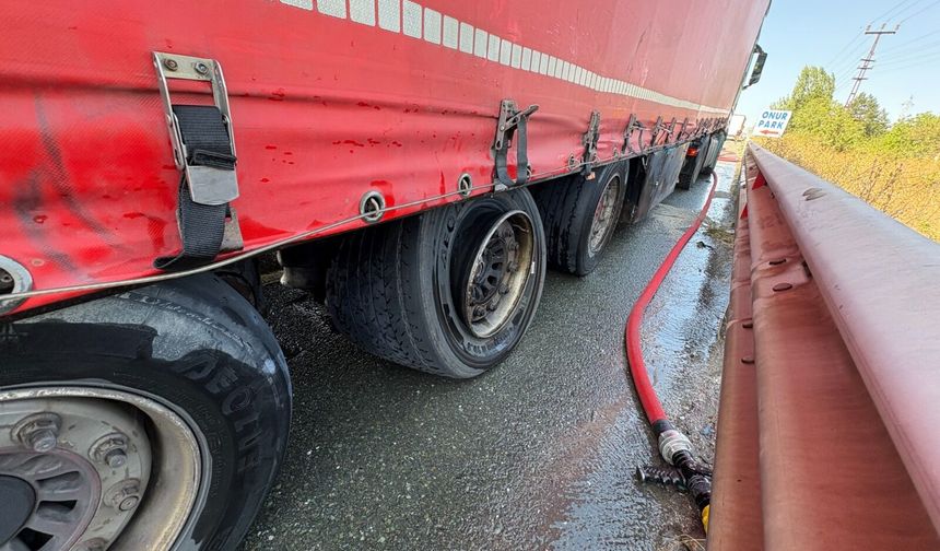 Kastamonu'da balataları tutuşan TIR korkuttu!