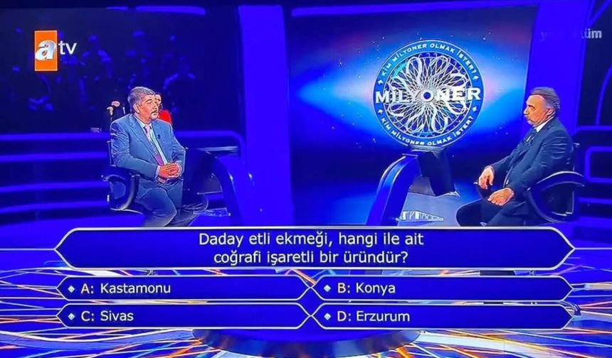 Daday etli ekmeği, “Kim Milyoner Olmak İster” yarışmasına soru oldu