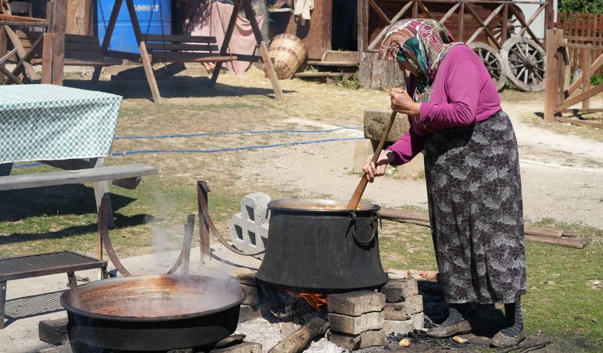 Kastamonu'da kadınların kış mesaisi: Elmalar pekmeze dönüşüyor
