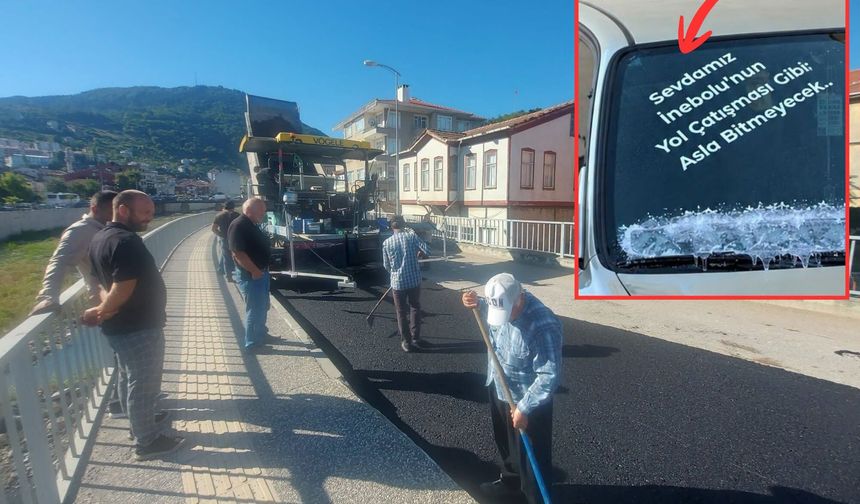 Kastamonu'da yol çalışması düğün arabasına taşındı
