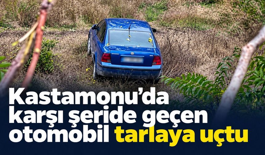 Kastamonu’da karşı şeride geçen otomobil tarlaya uçtu