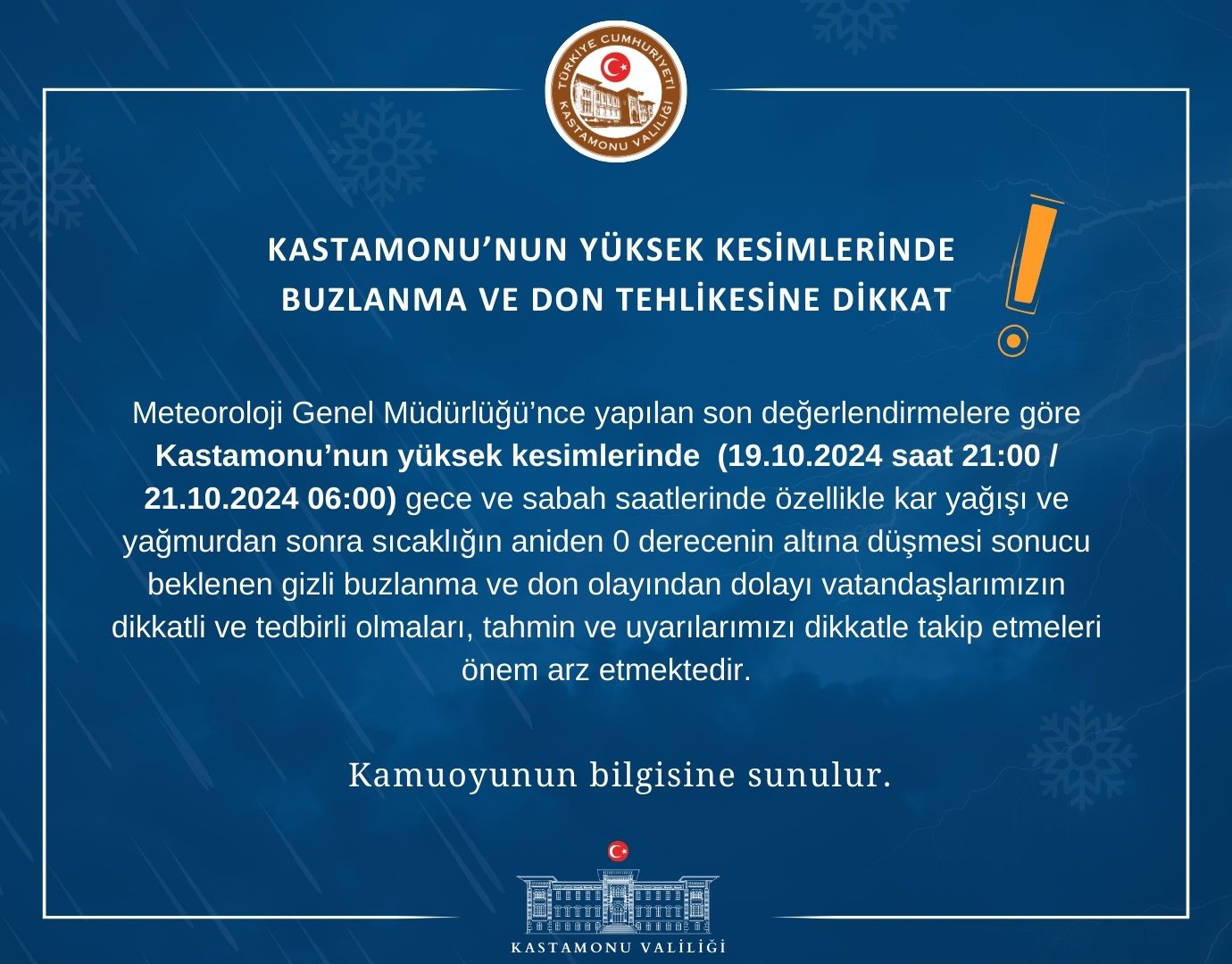 Kastamonu'da Buzlanmaya Dikkat