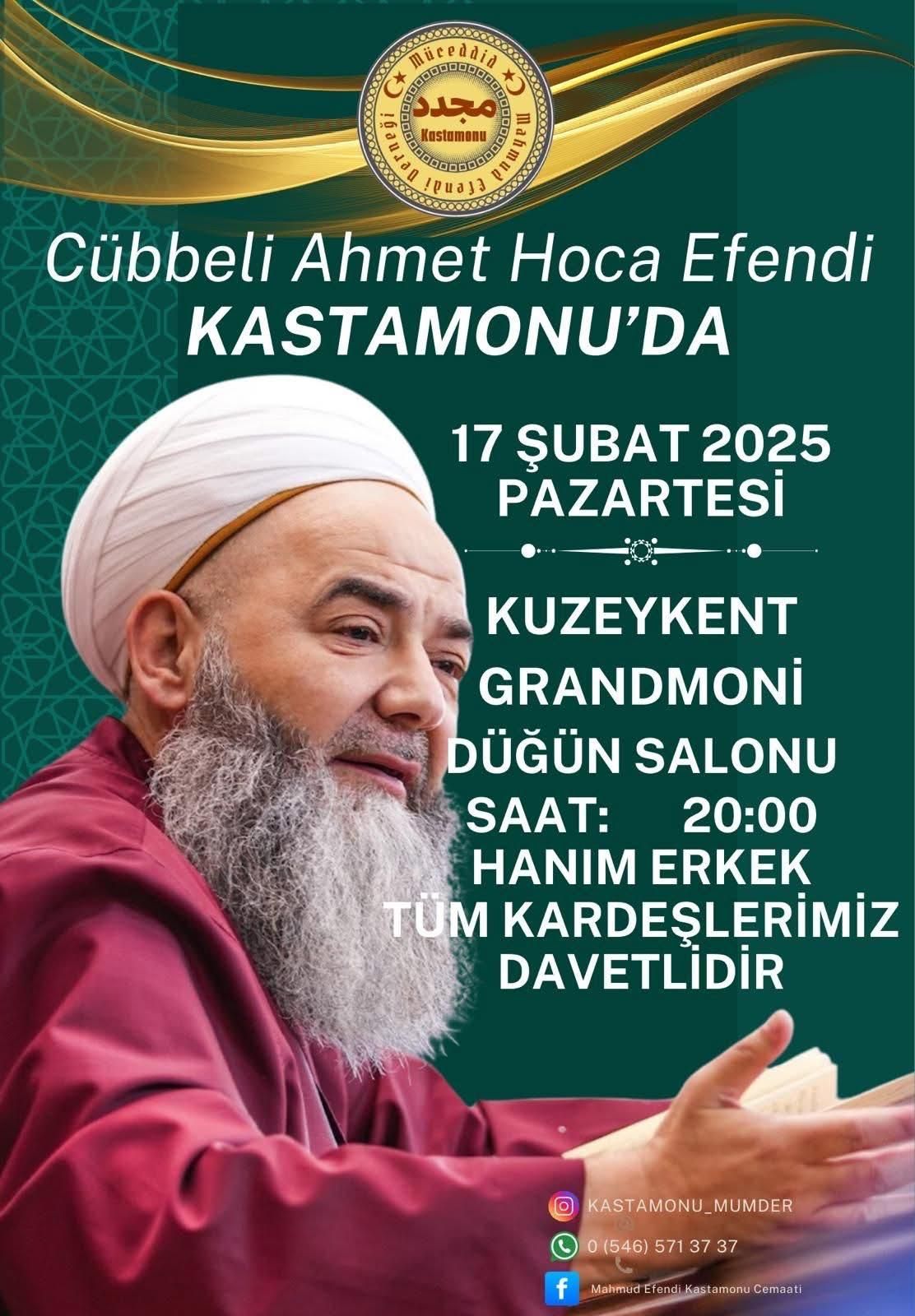 Cübbeli Ahmet Hoca, Yarın Kastamonu’da Olacak