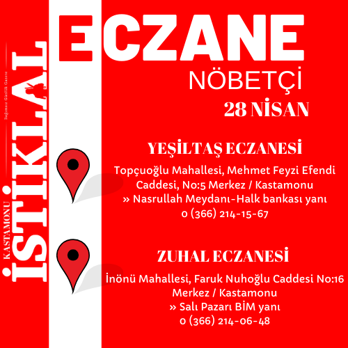 Kastamonu'da 28 Nisan 2025 Bugün Nöbetçi Eczane Hangileri