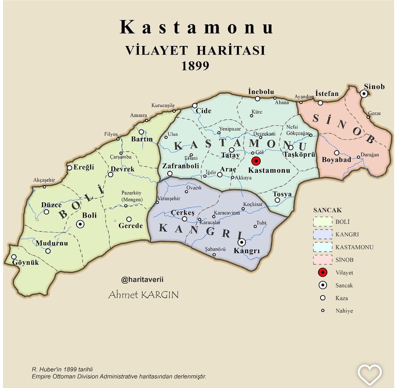 1899 Kastamonu Vilayeti Haritası Sinop’tan Bolu’ya!-1