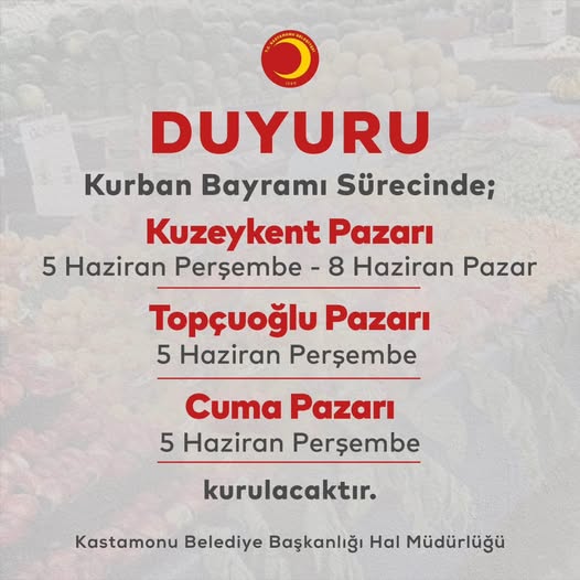 Kastamonu Semt Pazarlarına Bayram Düzenlemesi