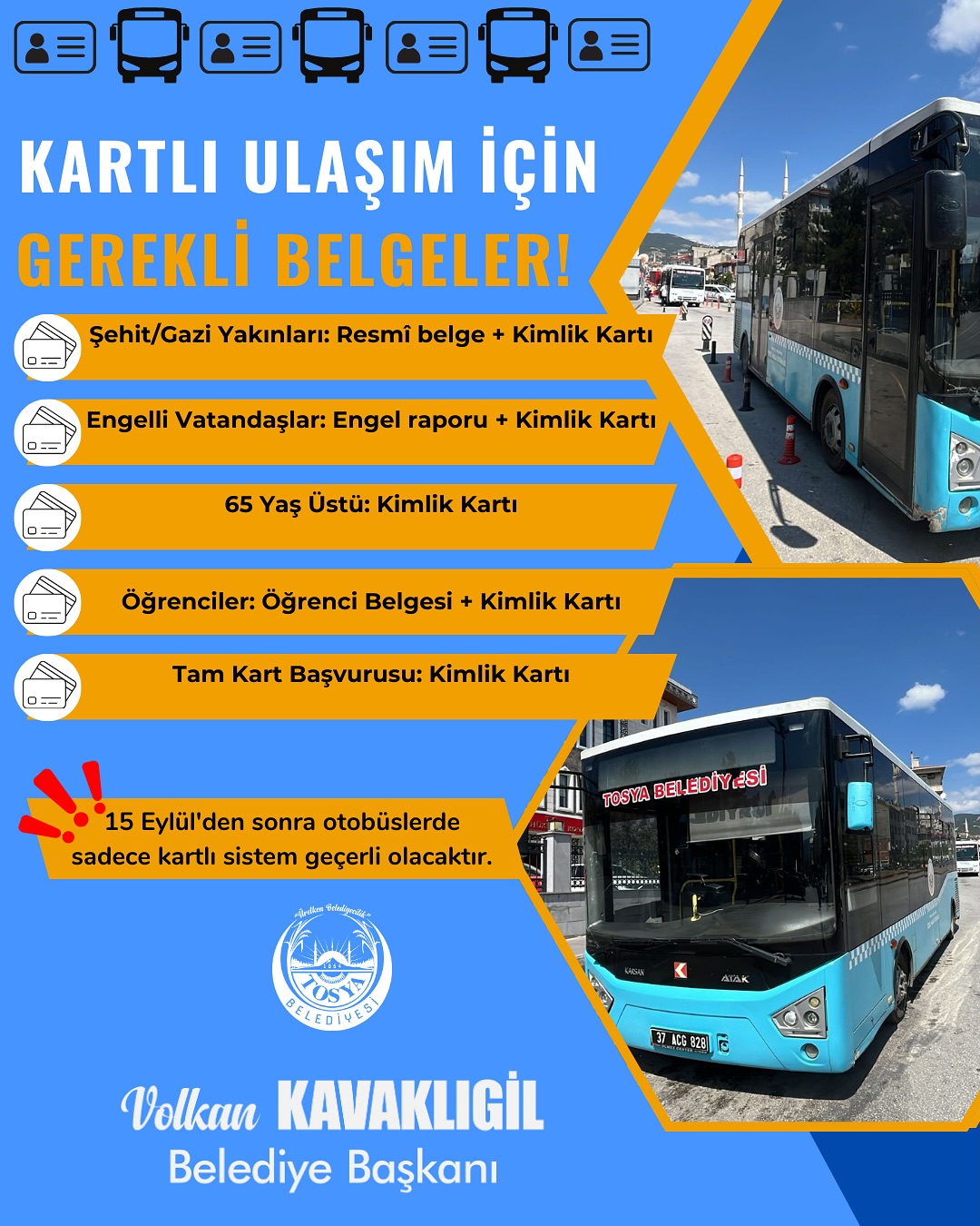 tosya kartlı sistem otobüs