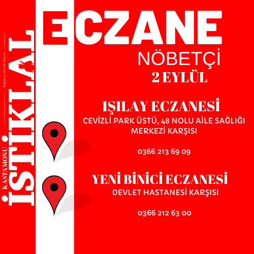 Kastamonu'da 2 Eylül 2025 Bugün Nöbetçi Eczane Hangileri