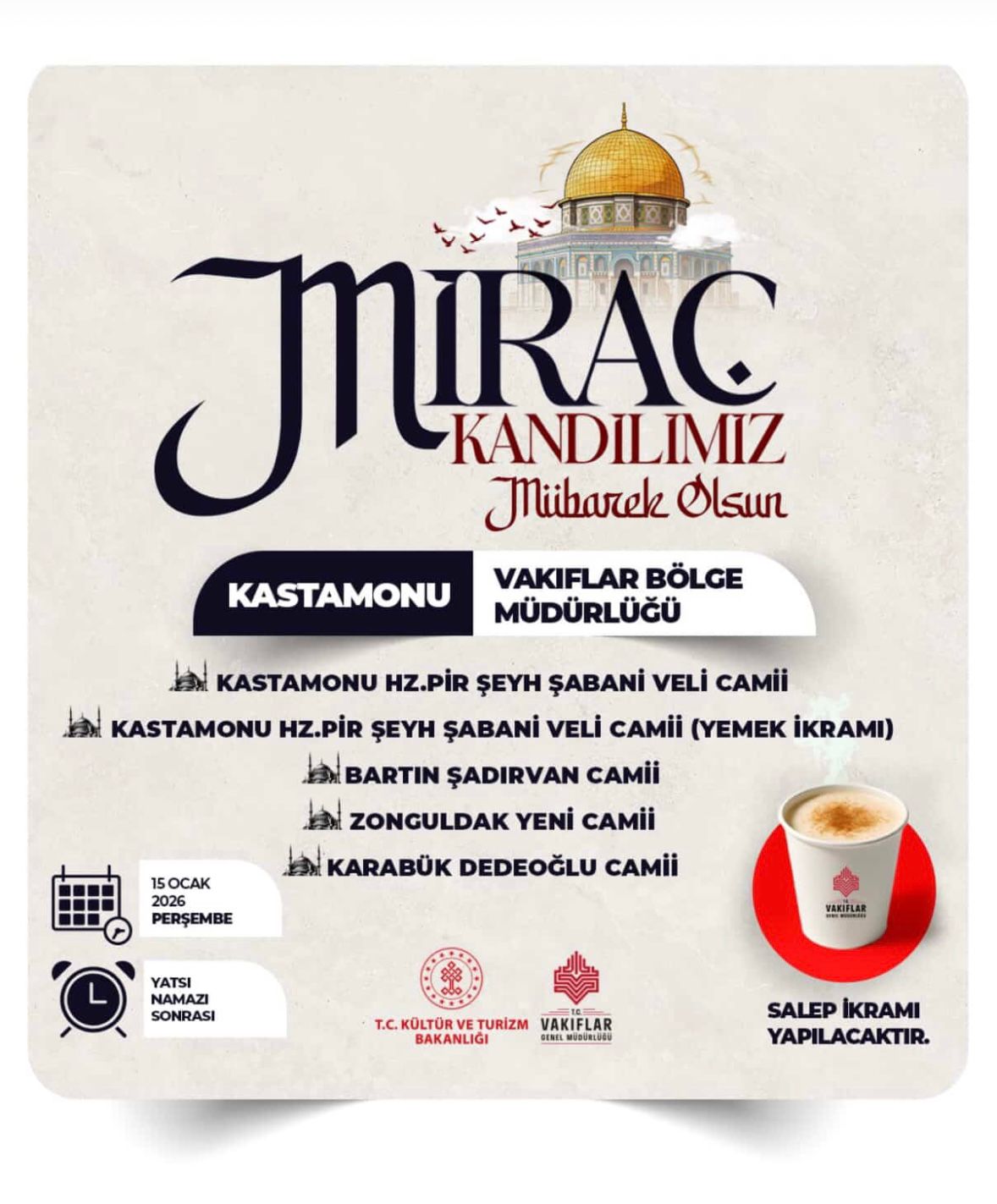 Kastamonu Vakıflar’dan Miraç Kandili Programı