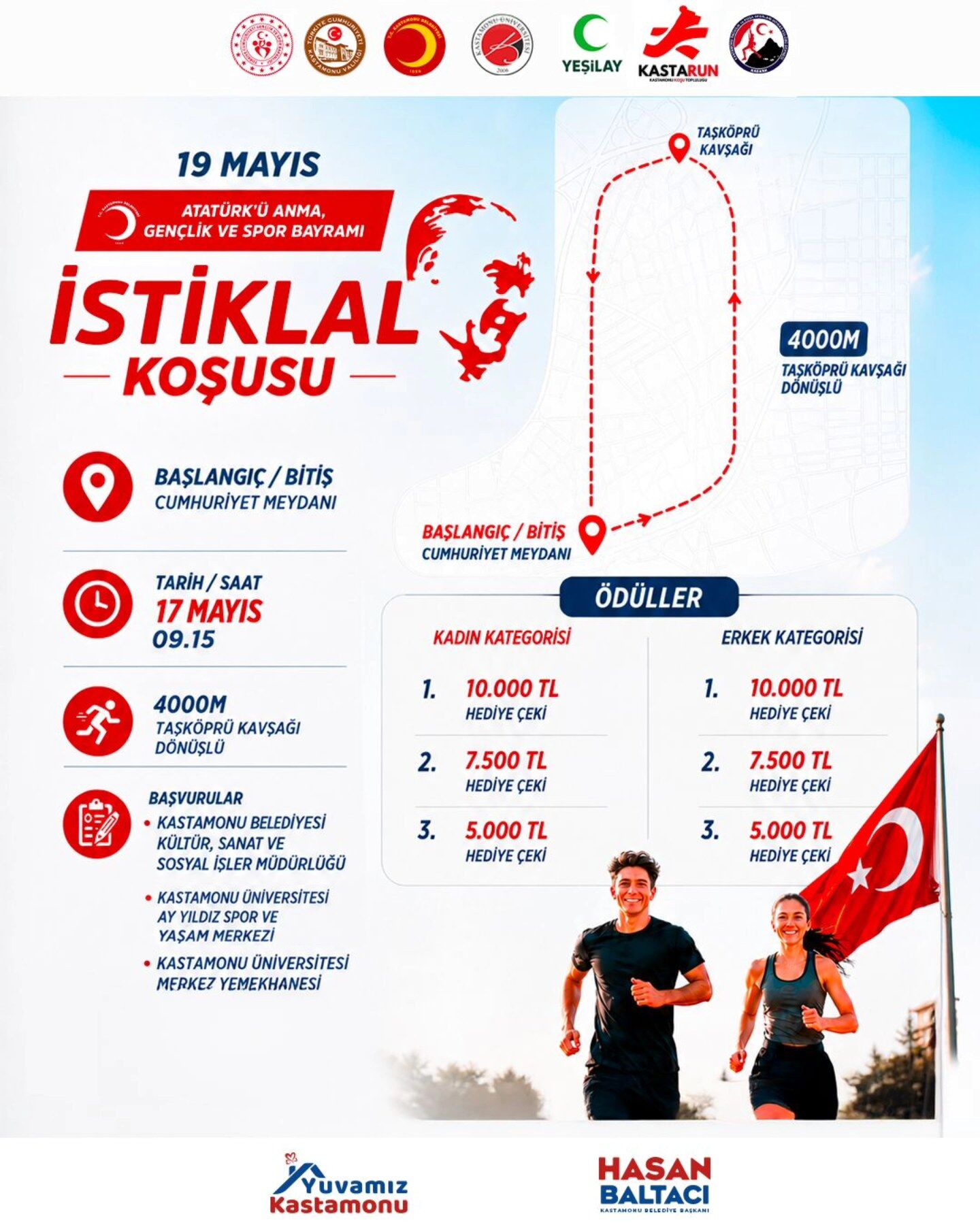 Kastamonu’da 19 Mayıs coşkusu İstiklal Koşusu ile yaşanacak