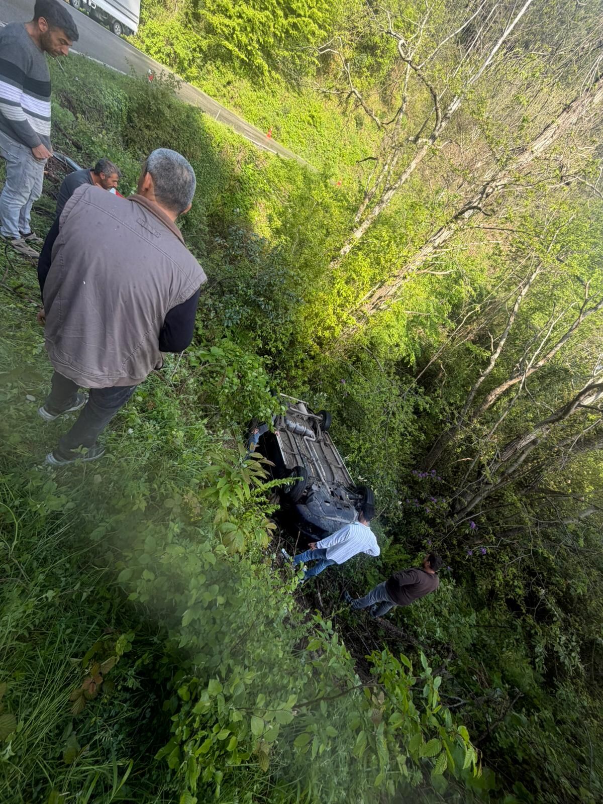 Doğanyurt’ta Otomobil Ormanlık Alana Yuvarlandı 2 Yaralı (2)