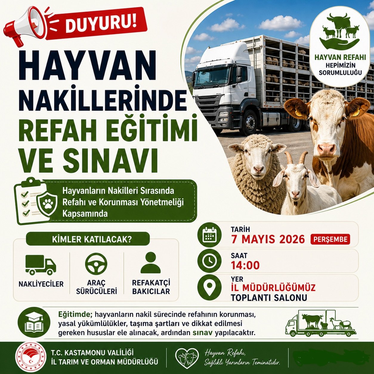 Kastamonu Hayvan Nakil Sınavı