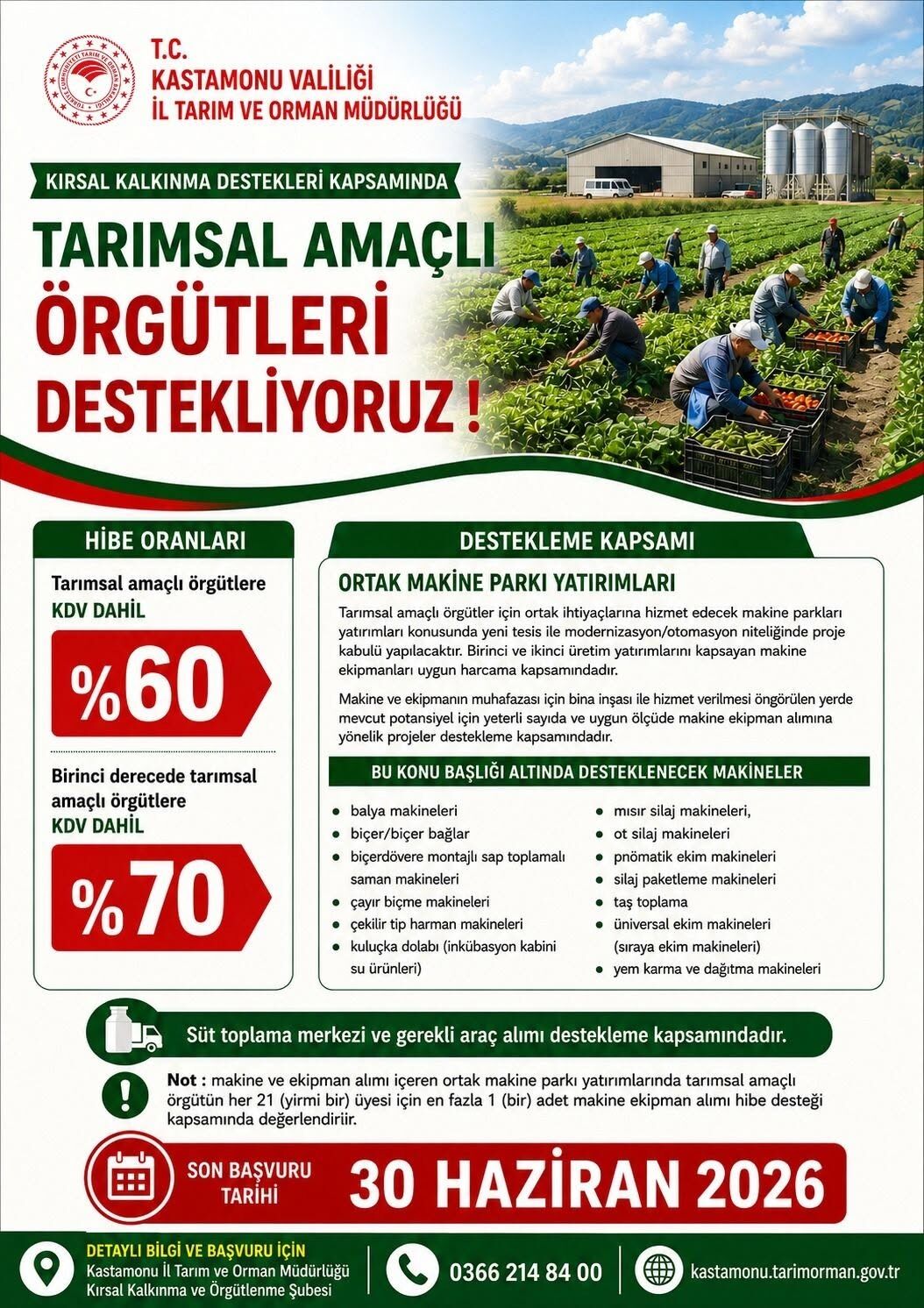 Tarımsal Örgütlere Hibe Desteği Müjdesi
