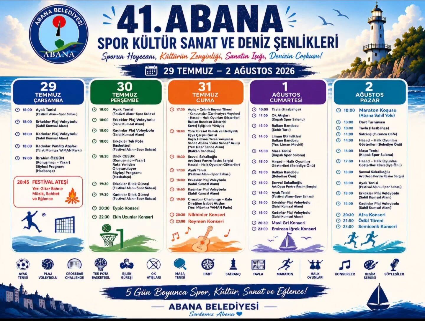 Abana'da Deniz Şenlikleri Programı Belli Oldu İşte Etkinlik Saatleri