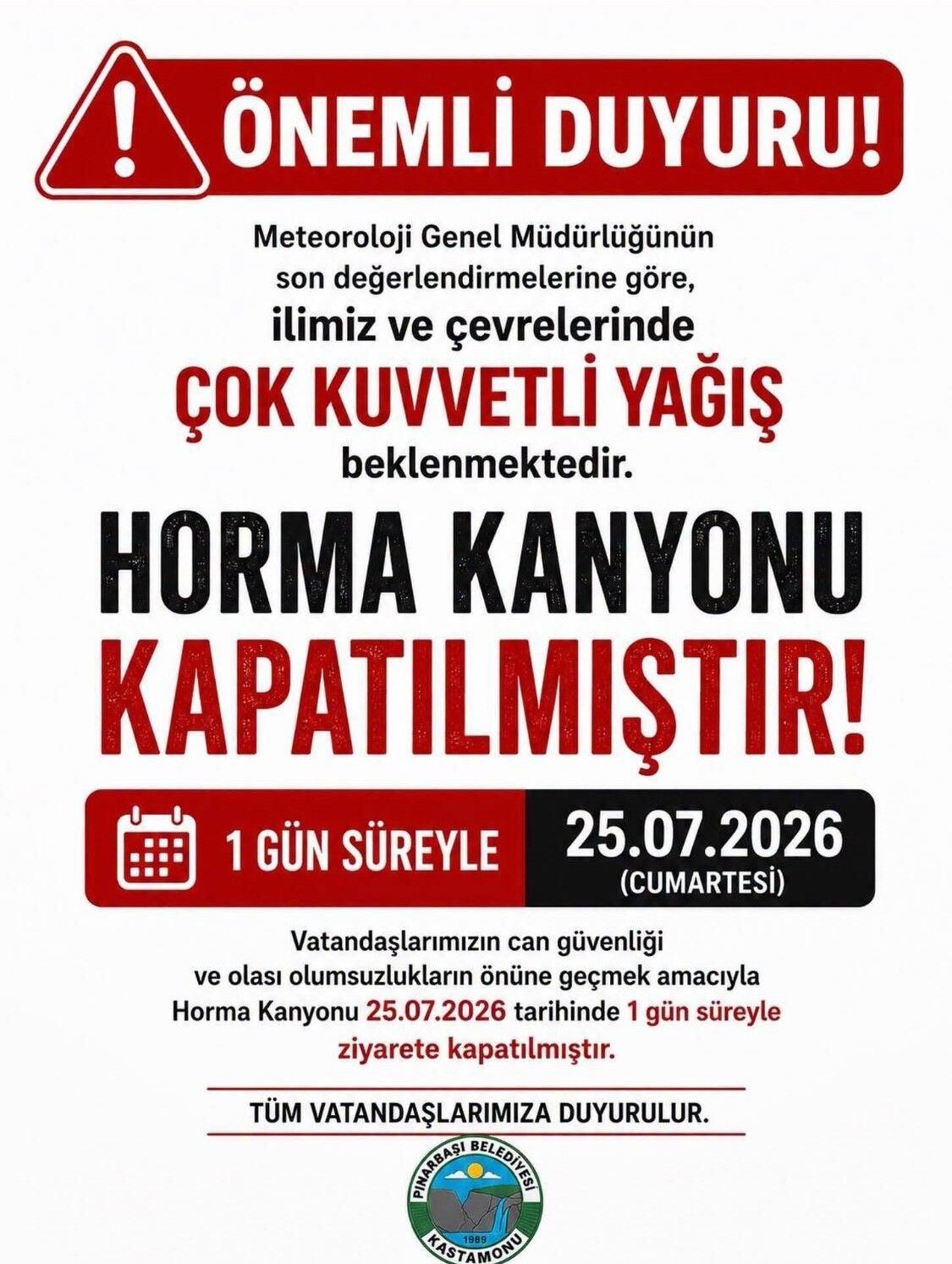 Horma Kanyonu Ziyarete Kapatıldı!