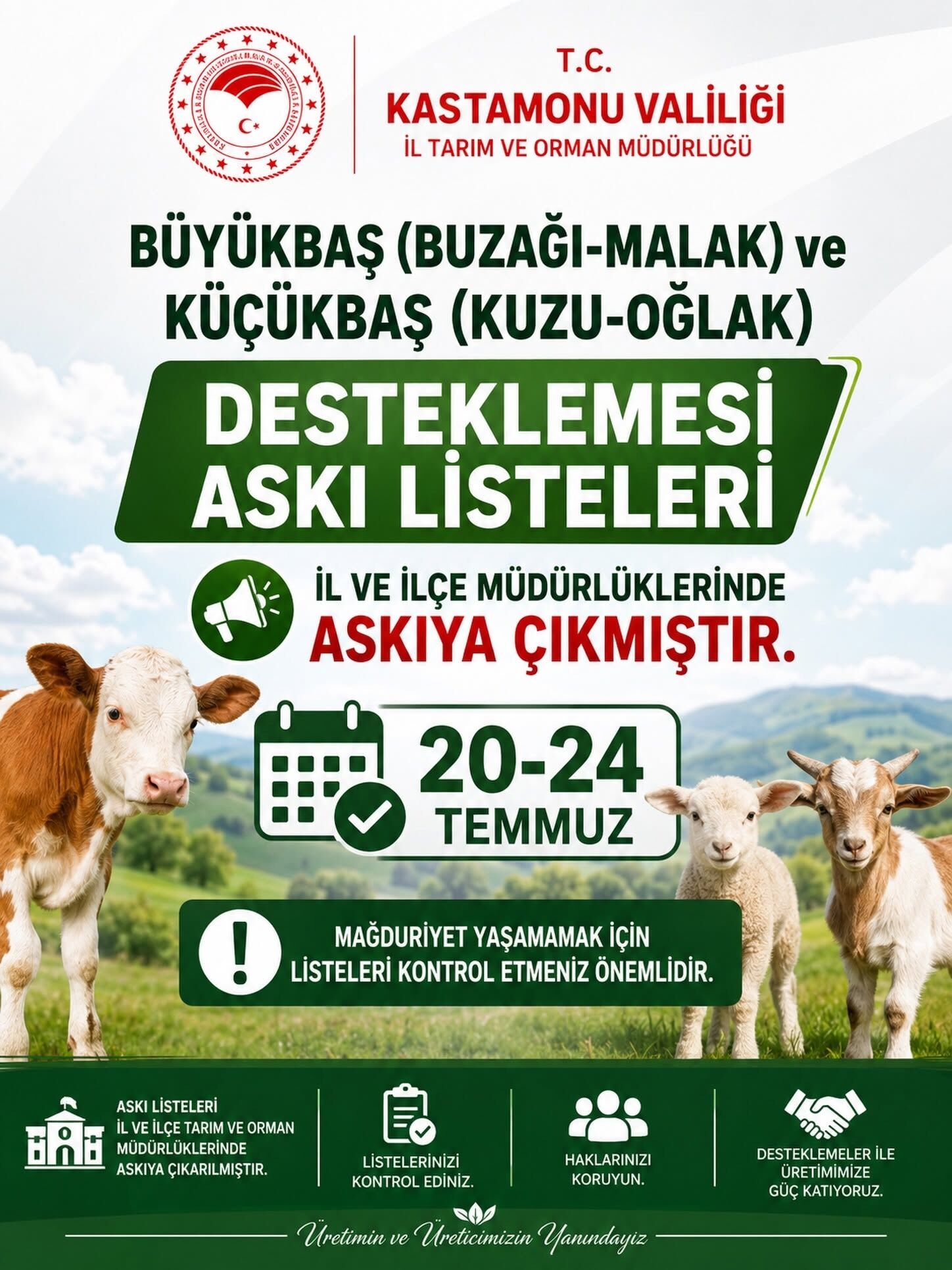 Kastamonu'da Hayvan Yetiştiricilerine Kritik Uyarı!