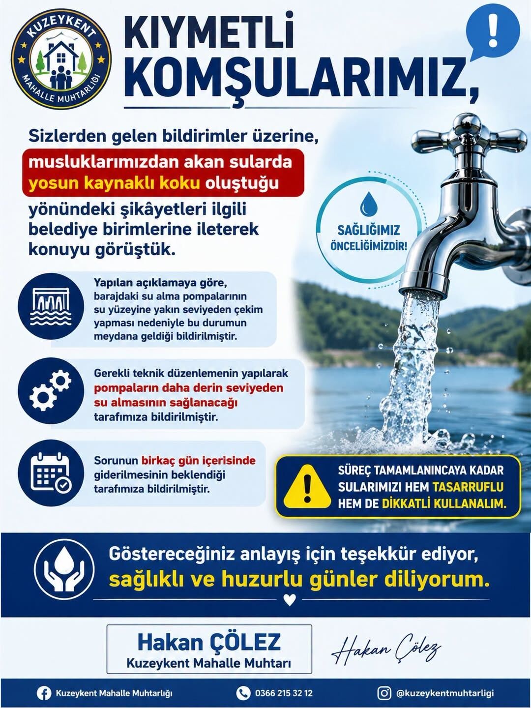 Musluk Sularındaki Kokuya Belediyeden Açıklama