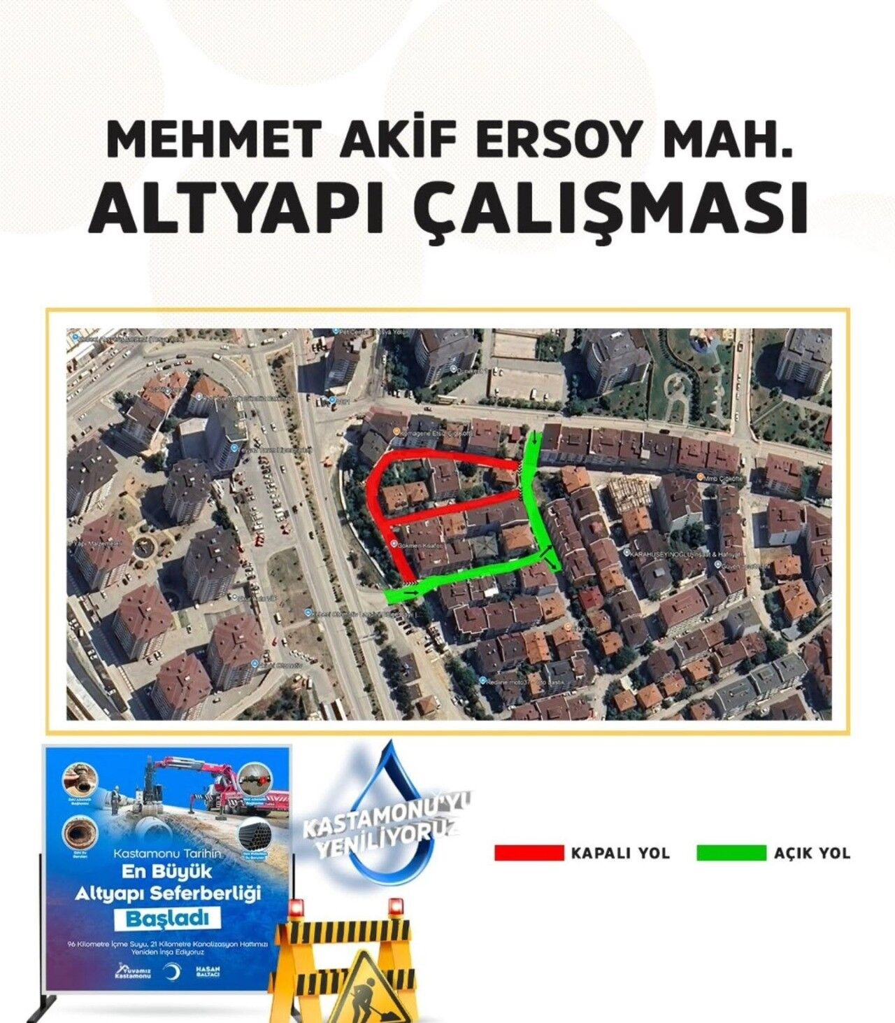 Kastamonu Belediyesi’nden altyapı mesaisi: Sokak trafiğe kapatıldı!