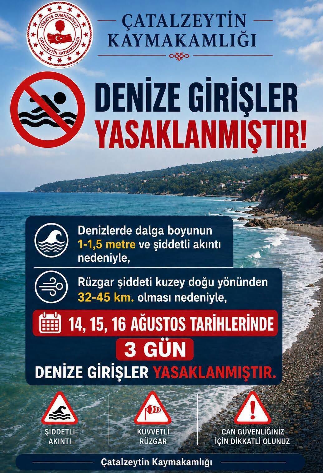 O Ilçede Denize Girmek 3 Gün Yasaklandı