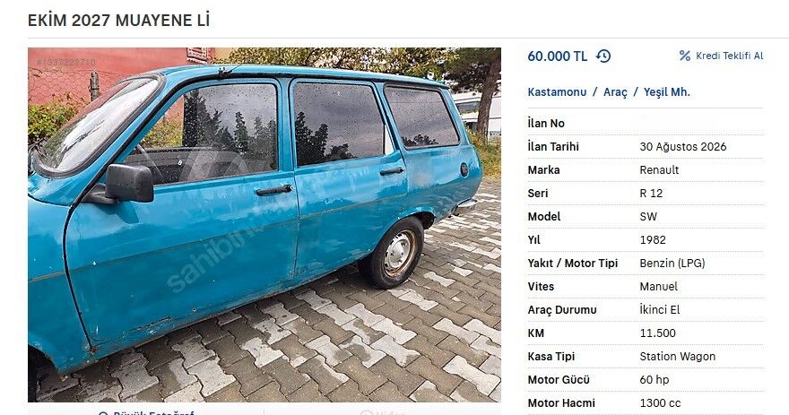 Kastamonu'nun En Ucuz Araba Ilanı Ne Kadar