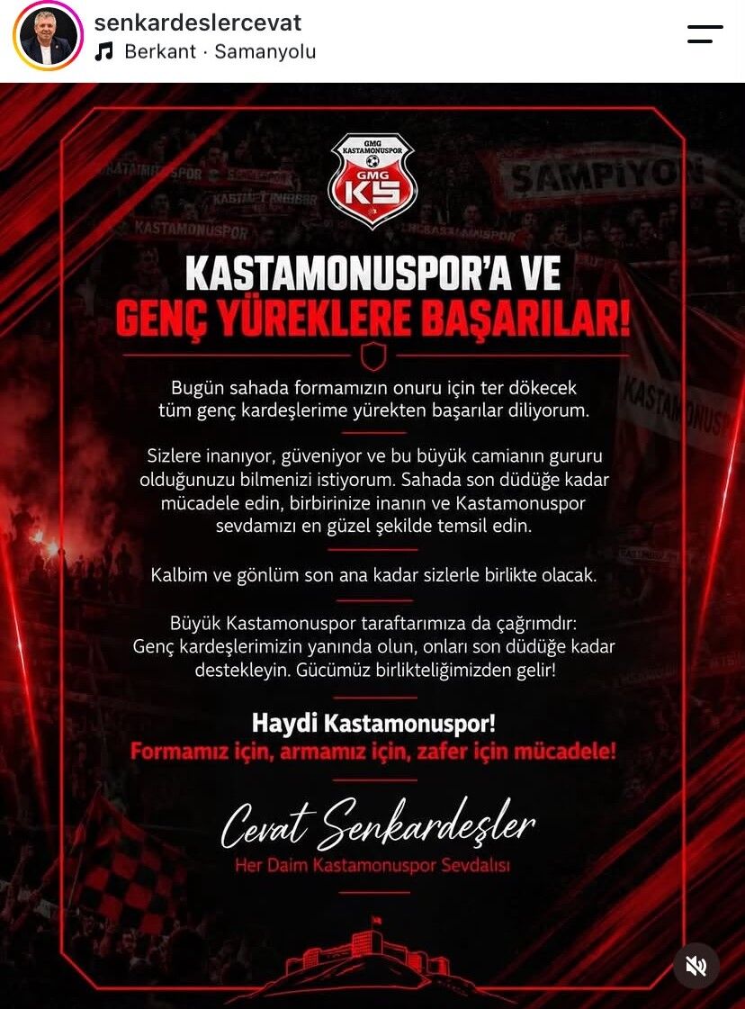 Kastamonuspor'da Şok Ayrılık Sonrası Dikkat Çeken Paylaşım