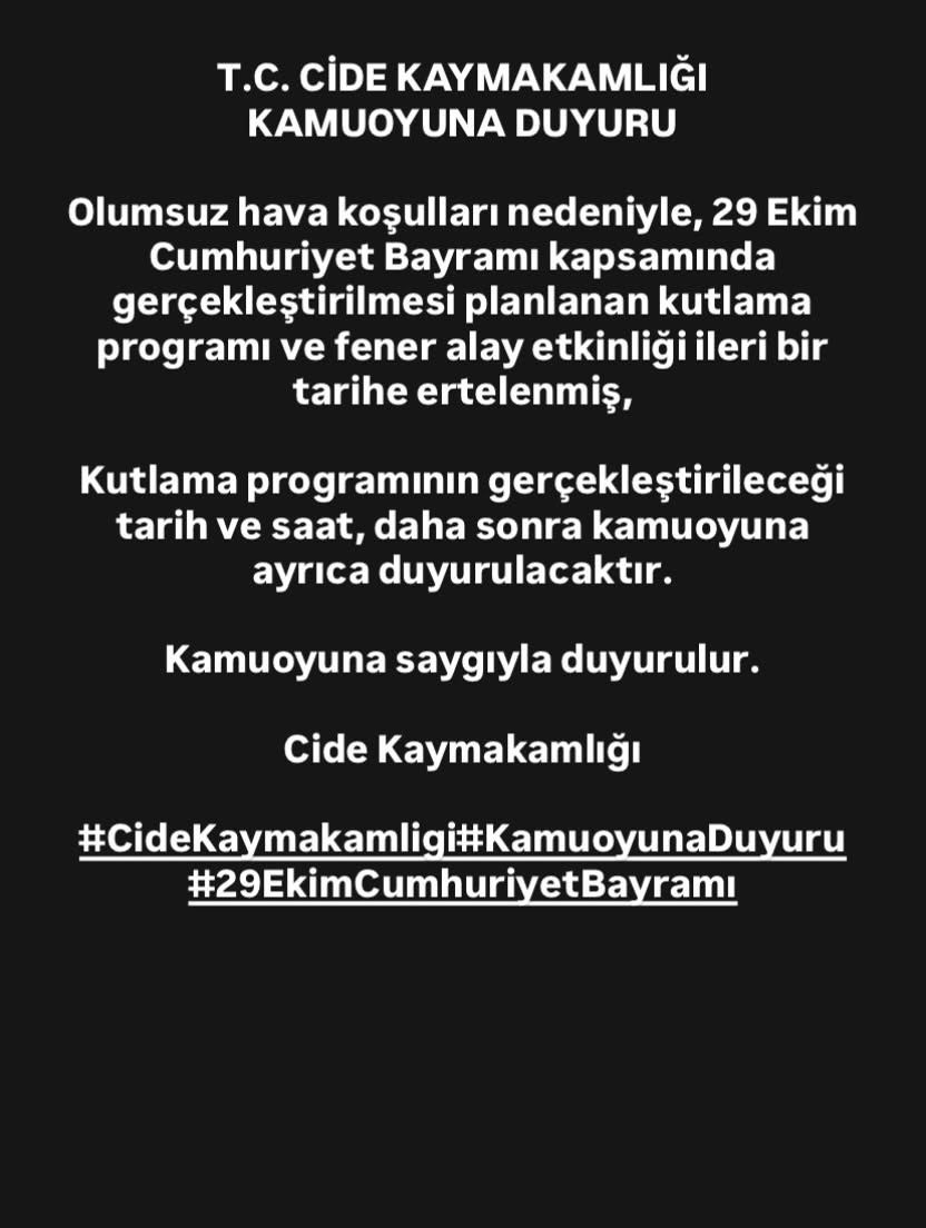 Cide’de 29 Ekim Kutlamalarına Hava Engeli!