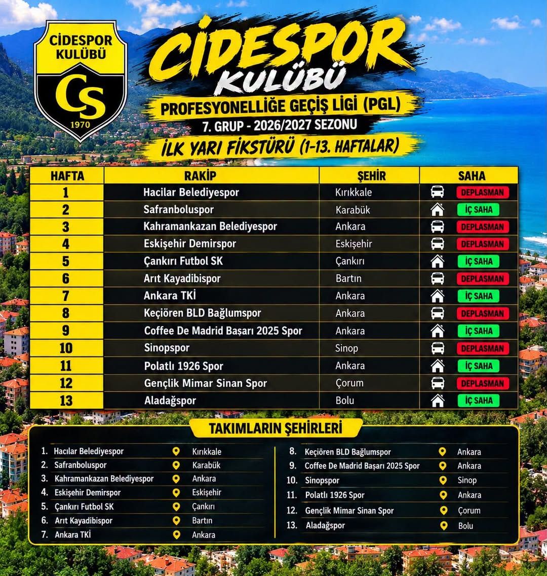 Cidespor’un İlk Yarı Fikstürü Belli Oldu
