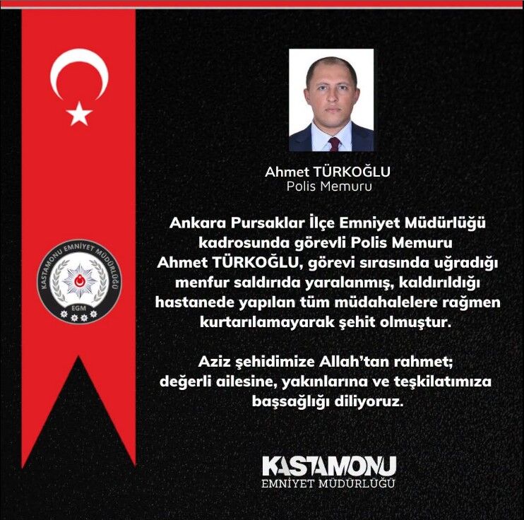 Kastamonu Emniyet Müdürlüğü’nden Şehit Polis Için Taziye Mesajı (1)