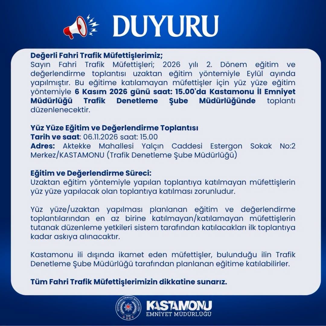 Kastamonu Emniyetinden Kritik Müfettiş Uyarısı
